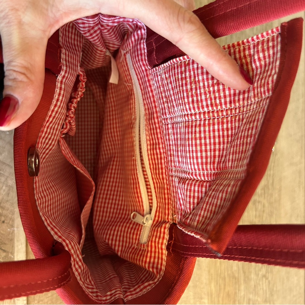 Vintage Unbranded Red Seatbelt Y2K Mini Hand Bag Mini Tote Bow Polka Dot - Picture 11 of 15